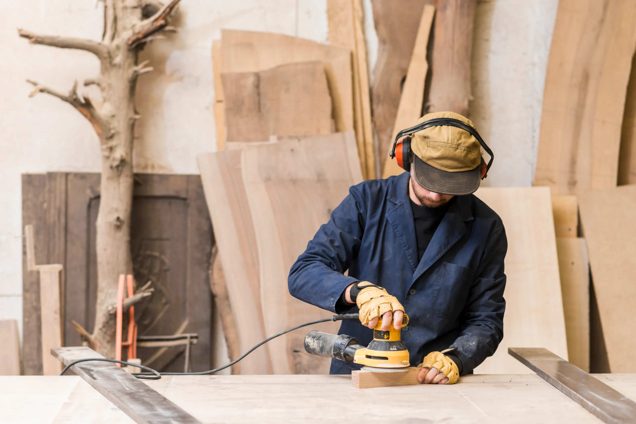 A carpenter uses a power sander on a piece of wood in a workshop with various pieces of wood in the background. Overlay text reads: "Bottom Line: Ted's Woodworking Plans offers a very large library of woodworking projects, providing a wide range of options for woodworking enthusiasts. The large number of plans and the convenience of digital access are great advantages for those seeking project inspiration and a wealth of resources at their fingertips. If you are looking for a vast source of woodworking ideas and are comfortable with digital resources, Ted's Woodworking Plans can be a valuable tool for exploring and fueling your passion for woodworking."